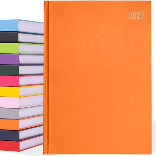 Jahresplaner 2025, A4, 1 Seite pro Tag, fester Einband, kompletter Jahresplaner, Terminkalender, Orange (in englischer Sprache)