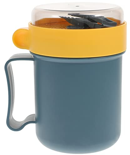 Angoily Microwavable Soup Mug with Lid and Spoon, Portable Insulated Food Flasks Storage Container, Hot Food Jar for Hot Milk Oatmeal Noodle