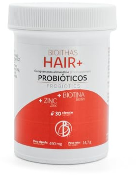 BIOITHAS HAIR - Probiótico para la caída del Cabello [Avalado Clínicamente] con Zinc y Biotina para el Mantenimiento de un CABELLO Saludable | Fortalece y Reduce la Caída | Envases 30 Cápsulas