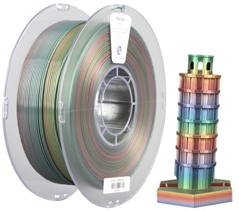 kexcelled Silk Rainbow PLA Filament 1,75 mm, Glänzend Glänzende Multicolor 3D Drucker Filament, 6 Farben, Seidene Textur, Maßgenauigkeit +/- 0,03 mm, 1kg Spule (2,2lbs), Regenbogen