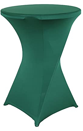 iEventStar Stretch Stehtisch Hussen Spandex Stehtischhussen Bartische Hochzeit Erstärkung im Fußbereich Rund Tischdecke für Bistrotisch Cocktail-Party (Dunkelgrün, 1er Set - Ø 60-65 cm)