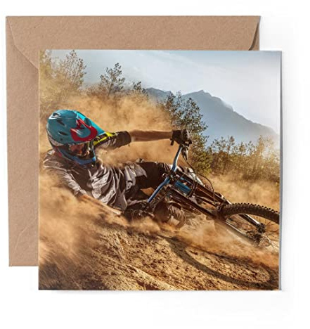 1 x Grußkarte (Fotoeinsatz) – Mountainbike Dirt Biker – blanko Geburtstagsfeier Jahrestag #2748