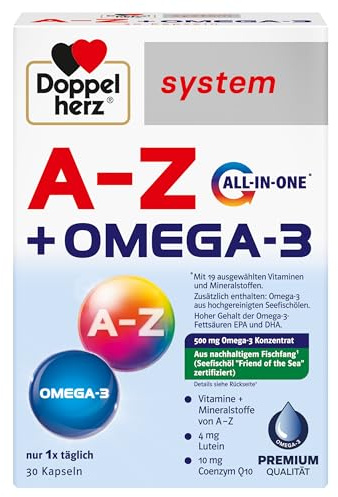 Doppelherz system A-Z + Omega-3 All in one Kapseln, 30 St. Kapseln | 19 Vitamine und Mineralstoffe PLUS Omega-3 - 30 Kapseln