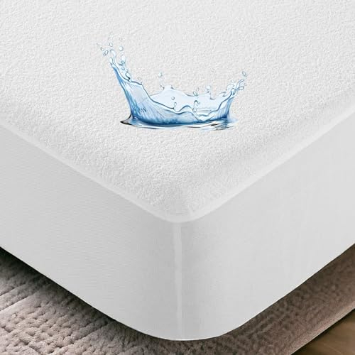 Super Mundo - Protector de Colchón Rizo Impermeable 90 x 190 cm / 90 x 200 cm, Funda Colchón De Rizo Transpirable Antiacaros Absorbente,Rizo(Cama 90)