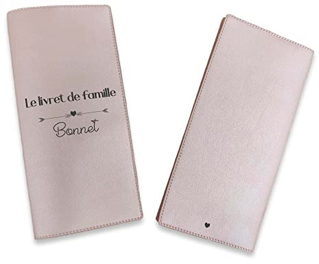 Livret de Famille personnalisé, idée cadeau personnalisable, cadeau mariage original, Protège Livret de Famille Nacré Rose Coeur - CL0066a