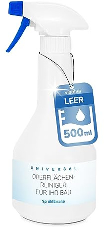 Visolva Universal Sprühflasche 500ml | Leer Sprühflasche zum Auffüllen | Ideal für Visolva Bad Reiniger Badreiniger Konzentrat und vieles mehr | 0,5L