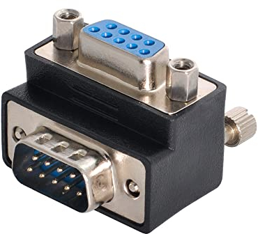 xiwai DB9P 90 Degree Down Angled Gender Changer D-Sub 9Pin RS232 Male to Female Connector Serial Port Extension Adapter