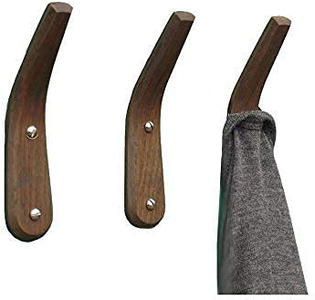 Kleiderhaken, 3er-Set, Wandmontage, handgefertigt, einzelne Holzhaken, Vintage-Holz-Hutablage, Kleiderhaken, rustikale Handwerksrobe, Handtuchhaken für Hut, Handtuch, Tasche, Schlafzimmertür, stark