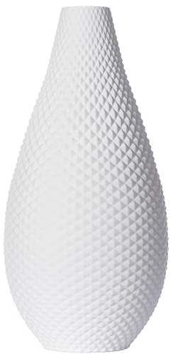 3D Vase Dekovase Babette XL 38cm Bodenvase Deko Vase Pampasgras Trockenblumen (Weiß)
