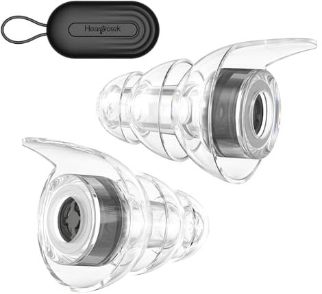 Hearprotek tapones concierto, silicona tapones reutilizables antiruido reducción ruido-protector auditivo ear plugs para Musica,festival,Dj,concert,moto estudiar- talla M (1pare, Negro)