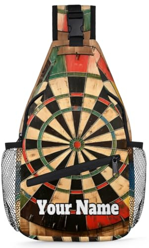 Snatocys Custom Sling Bag With Name, Personalized Crossbody Shoulder Backpack for Men Women, Darts Board Multipurpose Chest Pack,Leisure Sports Outdoor, Darts Arrows