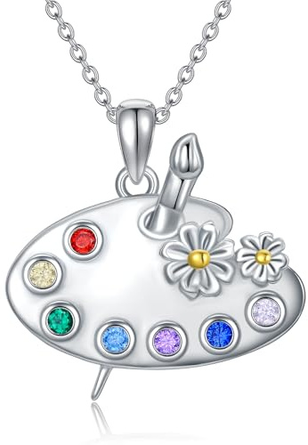 POPLYKE Artist Gifts Paint Palette Necklace Sterling Silver Color Palette Necklace Artist Jewelry Gift for Graduates Painting Enthusiasts (paint palette)