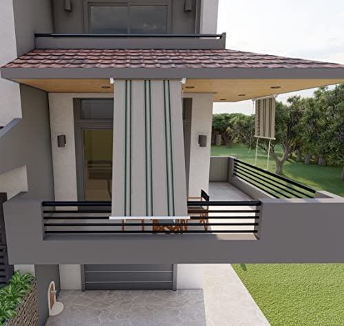 Tenda da sole a caduta con bracci per balcone terrazzo finestra 150cm Grigio Verde Golisa