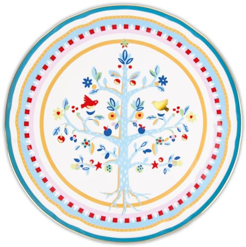 Baci Milano Piatto Torta Porcellana decoro Albero della Vita diam 32cm