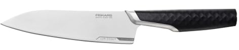 Fiskars Taiten Titan-Kochmesser, Klingenlänge 16 cm, Mittelgroßes, ultraleichtes Universalmesser mit LZR-EDGE-Technologie für 4x längere Schärfe, Ergonomischer Griff, Titan, Schwarz, 1066832