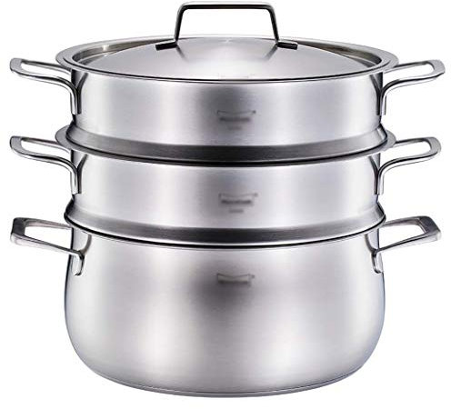 OWOHYG 304 Pentola per Cottura a Vapore/zuppa in Acciaio Inossidabile a 2 Strati per Uso Domestico con vaporiera da 26 cm addensata Adatta per fornelli a Gas/fornelli a induzion