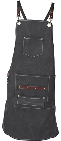 PHENOFICE Schürze Für Friseur Mehrzweck Schürze Mit Taschen Aus Canvas Für Männer Und Frauen Mit Schultergurten Und Schnellverschlüssen Schützende Arbeitskleidung Für Friseure Bäcker Und Han