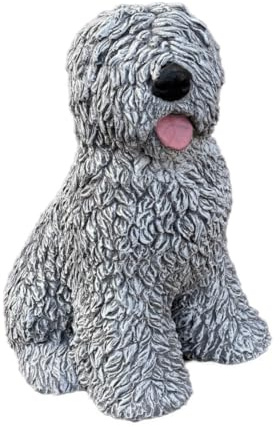 stoneandstyle Steinfigur Bobtail, frostfester Betonsteinguss, lebensecht, 34 cm hoch, 22 cm breit, 25 cm lang, 12,2 kg