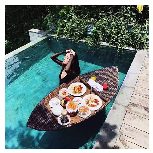 ABNNHK Bandeja Flotante para Piscina Placa Flotante Creativa en Forma de Barco, Mesa y Barra de Bandeja Flotante, Elegante Bandeja de Desayuno en el Agua para Piscina
