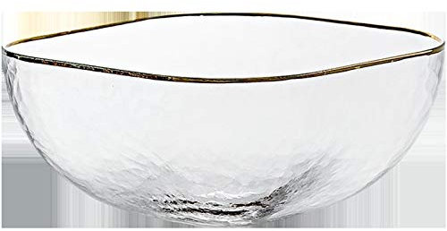 CEHJZQRPL Ensaladera, Ramen Bowl, Cuenco de vidrio con forma de martillo nórdico, cuenco for ensalada, cuenco dorado creativo for fruta, comida occidental casera(Quartet,S)