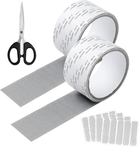 7 Pezzi Traspirante Nastro Ripara Zanzariere, 5 × 200 Cm Riparazione Zanzariere In Fibra Di Vetro, Impermeabile E Super Adesivo Ripara Zanzariere, Kit Riparazione Zanzariere per Finestre E Porte