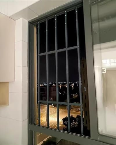 Reja Ventana Protectores de Ventanas Sin Taladro para Niños y Mascotas, Barandilla de Seguridad con Barras Antirrobo de Altura Ajustable, Reja de Aluminio Compacta(140-150cm(55-59in))