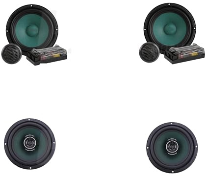 EHYSYN Enceintes de Voiture Kit de Haut-parleurs Audio de Voiture 2 Voies 6,5 Pouces, Tweeter, pavillon coaxial 2 Voies, kit d'aigus et de Basses 6,5 Pouces avec séparateur Audio de Voiture