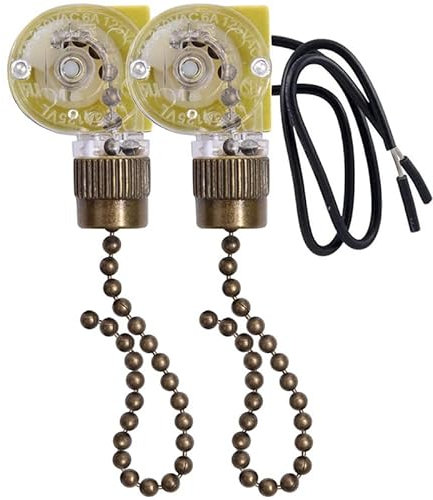 Feiouna Lot de 2 interrupteurs ZE-109 à deux fils avec cordons de traction pour ventilateurs et lampes Bronze
