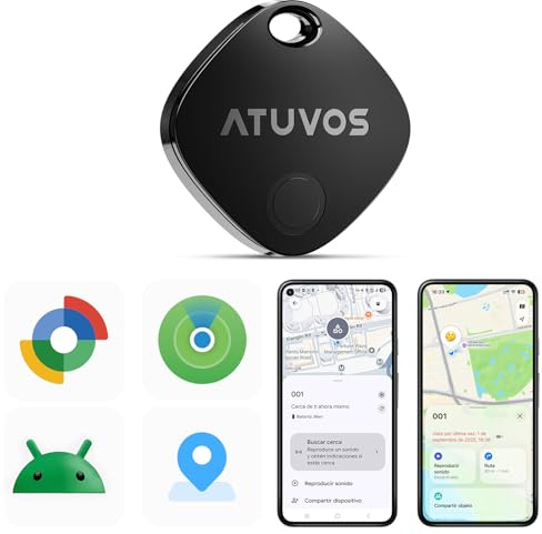 ATUVOS Air Tag Pro Smart Tags Tracker für Android & iOS, Neu Dual-System Schlüsselfinder kompatibel mit Google Mein Gerät finden or Apple Wo ist? App, Smarttag Keyfinder für Gepäck, Taschen, 1er Pack.