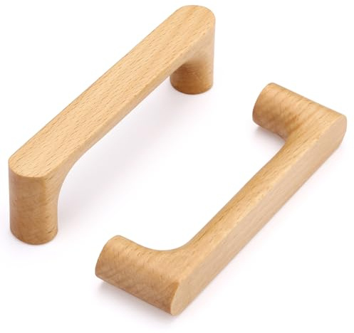 Ndjiloik 6 Stück Möbelgriffe Holz Schrankgriff Holzgriffe Kleiderschrank für Schrank Schublade für Schrank Schublade Griffe mit Schrauben, Lochabstand 96 mm