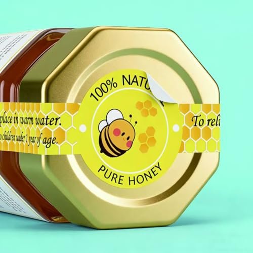 Tamper Proof Pure Honey Stickers 1.26 x 9 Inches Evident Seals Labels Honey Label Stickers for Honey Jars Bottle Lid Labelss 280 Pcs