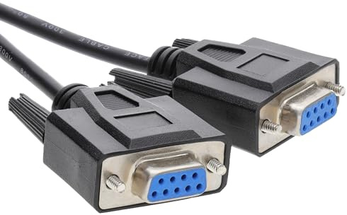 kenable 9 Pin DB9 Serial RS232 NULL Modem Cable Female to Female High Speed Shielded 1.5m Black