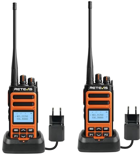 Retevis C66B Professional Walkie Talkie, Long Range 2 Way Radio | 1500mAh Rechargeable, 100min Fast Charge, Wireless Clone, Dual Watch,VOX, Easy Pair, for Security Outdoor, Orange 2Pcs