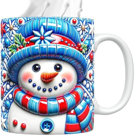 Duqulle Christmas Mugs | Keramik 3D Weihnachtsbecher | 3D Design Trinkgefäß Für Tee Getränk Frauen Mädchen Festlich Geburtstag Urlaub