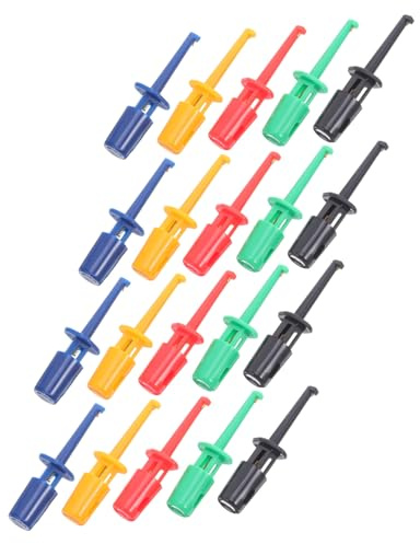 MAGICLULU 20 Stück Teiliges Große Bunte Testhaken Klemmen für Multimeter Elektronische Prüfungen Federclip für Leiterplatten und Bauteile Prüfgerät Zubehör