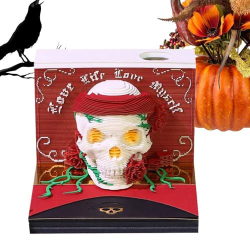 Calendario 3D 2026, bloque de notas 3D, calendario rasgado, calavera, accesorio de planificación, decoración de escritorio para dormitorio, mesa, dormitorio, apartamento