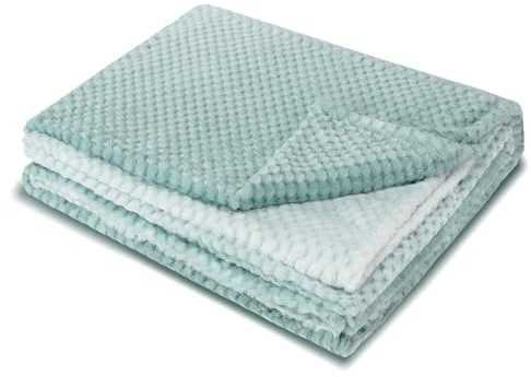 DH DREAMER HOME Manta de Microlina Poliéster con Efecto Degradado para Sofá y Cama - Mantas con Textura en Forma de Piña 130 x 160 cm Suave y Acogedora para el Hogar (Verde Agua)