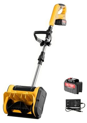 Spazzaneve Senza Filo 2x20V,50.8cm(20 Pollici),Spazzaneve Elettrico Brushless con 2×Batterie da 4,0 Ah E Caricabatterie,Pala da Neve con Troncone e Ruote Regolabili(1x20V)