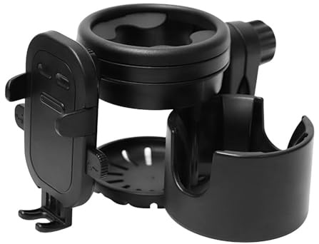 Accesorio para portavasos para cochecito con soporte para teléfono, cochecito de bebé universal 3 en 1, bicicleta, silla de ruedas, andador, scooter, soporte para botellas de agua, accesorios para la