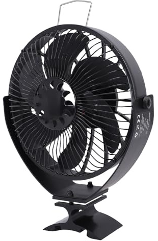 YUEHISY Ventilateur de Poêle à Bois, alimenté par la Chaleur avec Couvercle, Réglage de L'angle, Ventilateur de Cheminée en Alliage D'aluminium pour Poêle à Bois, Support Debout ou