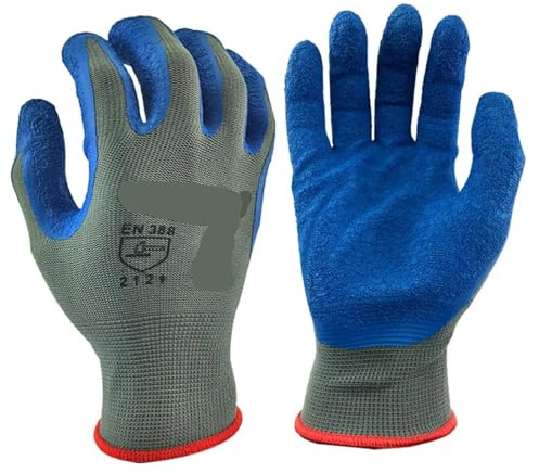 ZUGLQYSX 12 pares de guantes seguridad látex y caucho for jardinería con forro poliéster, industriales for trabajadores para Mecánico Taller(XXL)