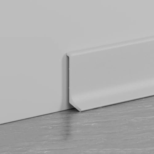 4 molduras de aluminio para zócalos de 125 cm de longitud, 4/6/8 cm de altura, base de metal para suelos y paredes, acabado blanco, ideal para decoración y renovación del hogar