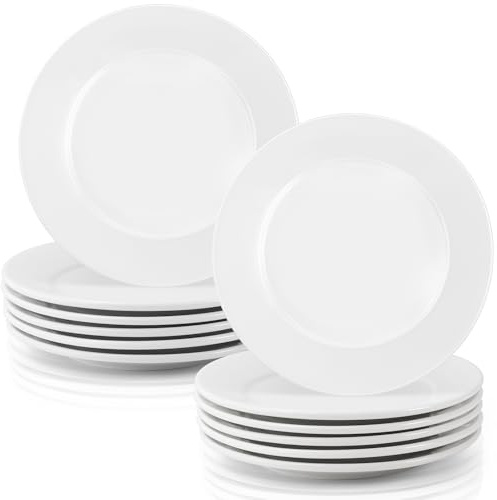 Jeffbaubl 12 Stück Kleine Dessertteller, 15 Cm, Weiß, Rund | Keramik Kuchenteller, Salatteller Vorspeisenteller for Kuchen Snack Salat, Spülmaschinengeeignet