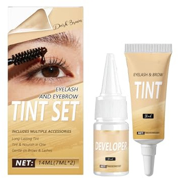 Brow and Lash Tint Kit – Enkel Hemmaanvändning – Långvarig Färg för Ögonbryn & Ögonfransar – Skonsam Formel (Dark Brown)