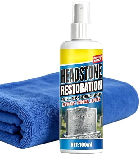 detergente per lapidi in marmo, 100ml Detergente per Smacchiatore di Pietre, spray per la pulizia delle lapidi, rimuove facilmente depositi, sporco e macchie da tutte le pietre naturali