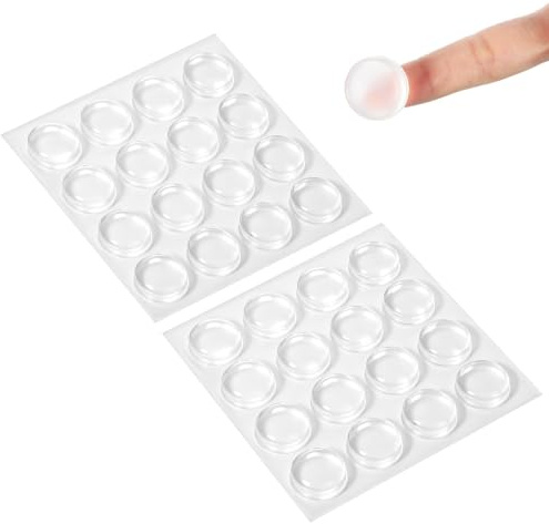 JJUNW 32 Stück Antirutsch Pads Glasplatte, 20mm Gummipuffer Selbstklebend Antirutsch Silikon Pads Elastikpuffer Transparent Für Türschränke Schubladen Möbel