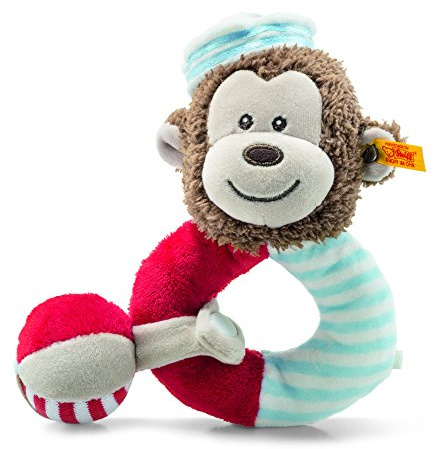 Steiff - Down by The Sea Singe Marin Anneau De Préhension avec Crécelle Peluche, 241482, Multicolore
