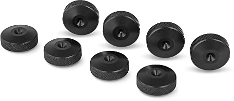 PrecisionGeek - Cuscinetti per punte per altoparlanti in alluminio NERO con finitura zigrinata, diametro 20 mm - Set da 8 pezzi