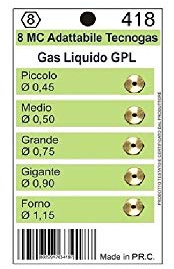 Set mit 5 Düsen für Injektoren von TECNOGAS 8MC Gas, LPG, Kochfeld, Küche | Gasflasche, für die Küche