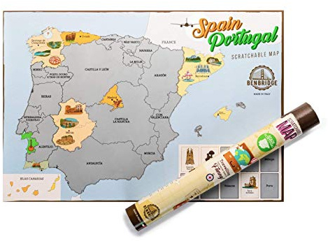 SPANIEN SCRATCH MAP by Benbridge | Spanische Karte zum Rubbeln MADE IN ITALY | Wunderbar Erinnerung an bisherige Reisen für jeden Globetrotter!